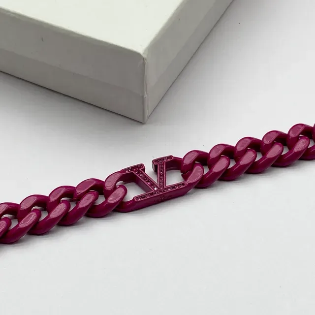 Valentino VLTN Collier Chaîne Curb-Link Magenta 3