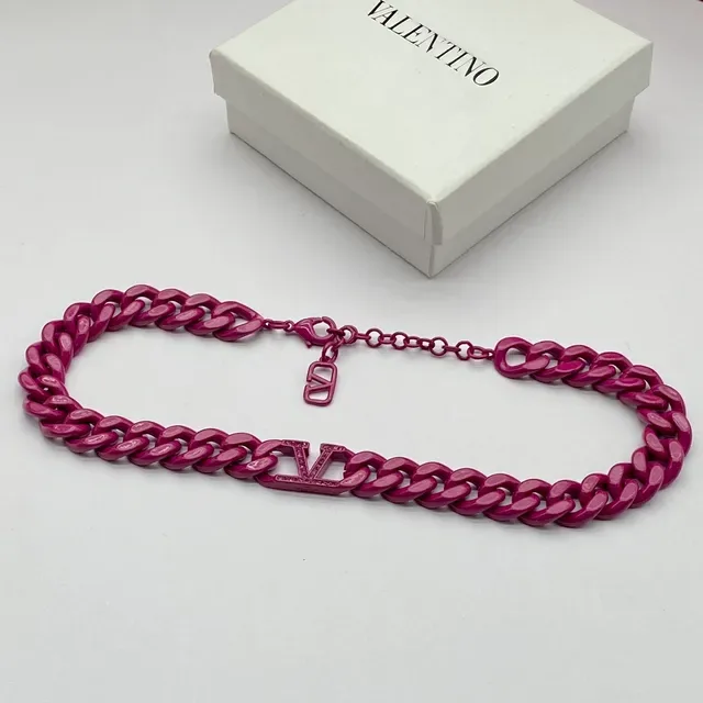 Valentino VLTN Collier Chaîne Curb-Link Magenta 4