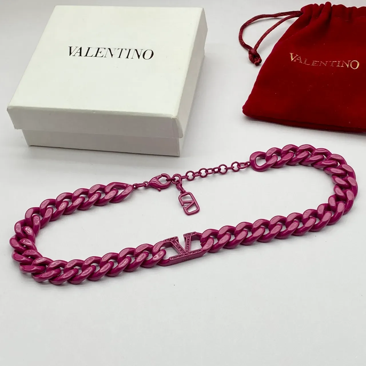Valentino VLTN Collier Chaîne Curb-Link Magenta 5