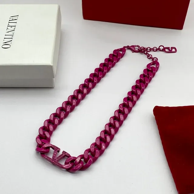 Valentino VLTN Collier Chaîne Curb-Link Magenta 6