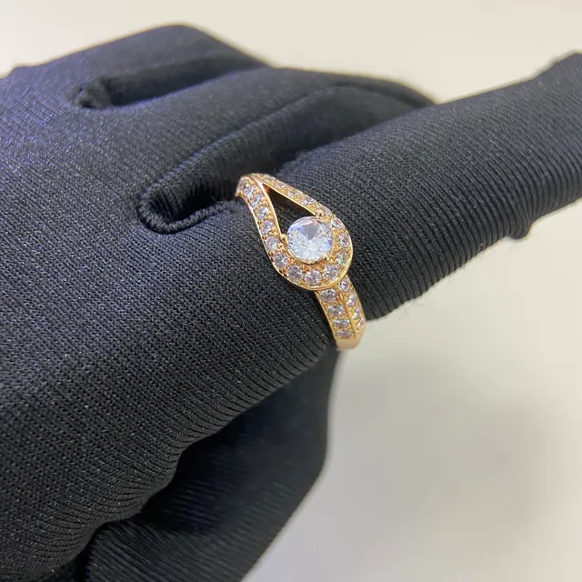 Van Cleef & Arpels Or Argent Bande à Double Boucle Pavé Diamant Épaules Bague 5