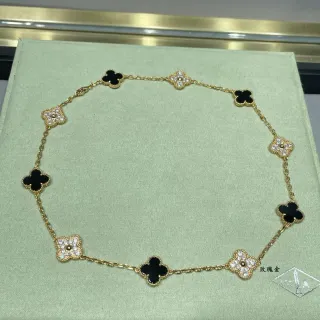 Van Cleef & Arpels Alhambra Black Onyx and Diamond Necklace