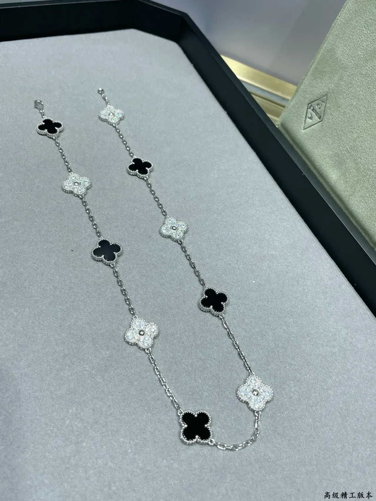 Van Cleef & Arpels Alhambra Black Onyx and Diamond Necklace 6
