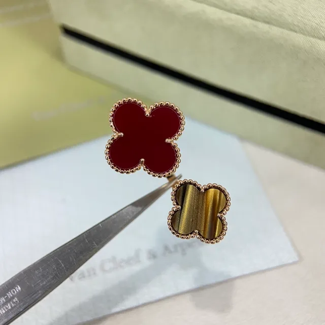 Van Cleef & Arpels Alhambra Or Bordeaux Motif Trèfle à Quatre Feuilles Bord Perlé Bague 5