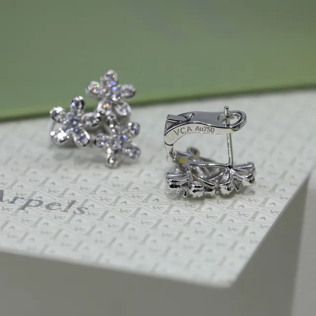 Van Cleef & Arpels Floral Cluster Pavé Stud Earrings 4