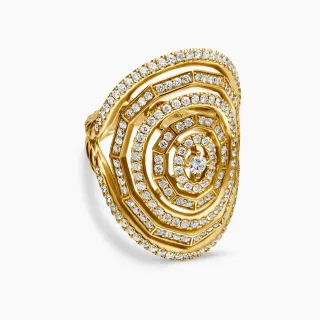 Van Cleef & Arpels خاتم الماس المرصع Pavé حلزوني طبقي بالذهب والفضة
