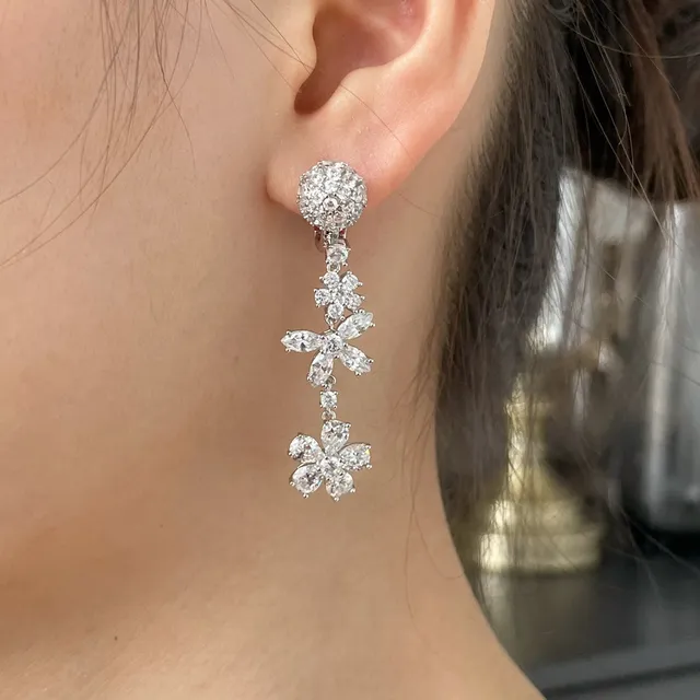 Van Cleef & Arpels Pavé Floral Drop Earrings 8