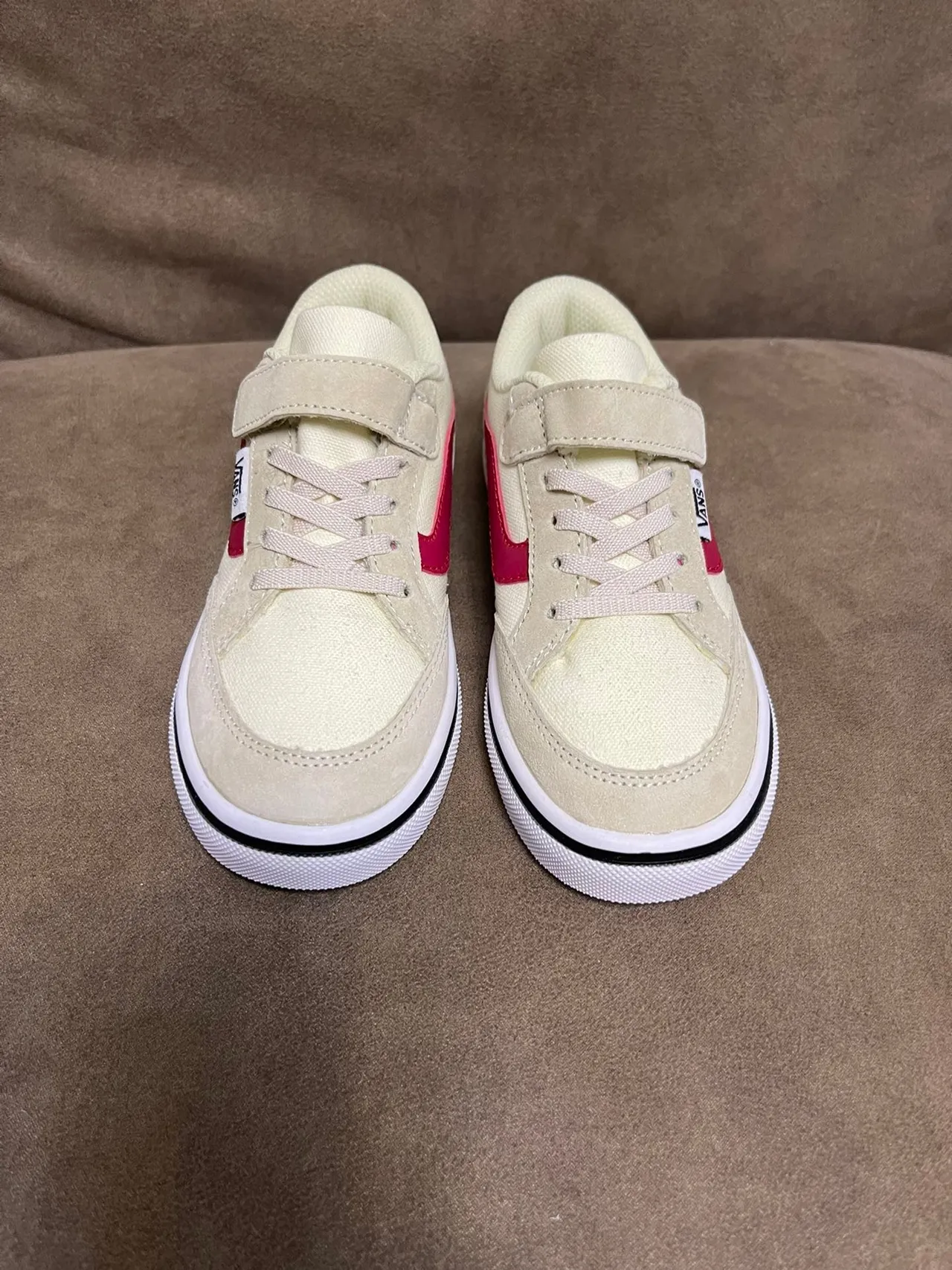 Vans Era بيج أحمر أحذية تزلج منخفضة مع إغلاق بالرباط والحزام 6