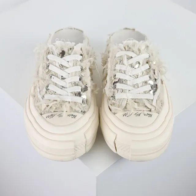 VEJA Beige Frayed Textile Upper Metal Eyelets Lifestyle Sneakers 8