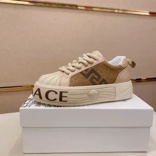 Versace Ace Beige y Oro con Cristales Embellished Plataforma Lifestyle Sneakers