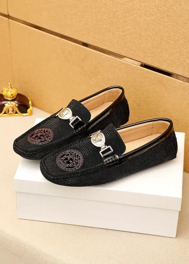Versace Loafer Noir Or Texturé Haut Emblème Tête Médusa 8