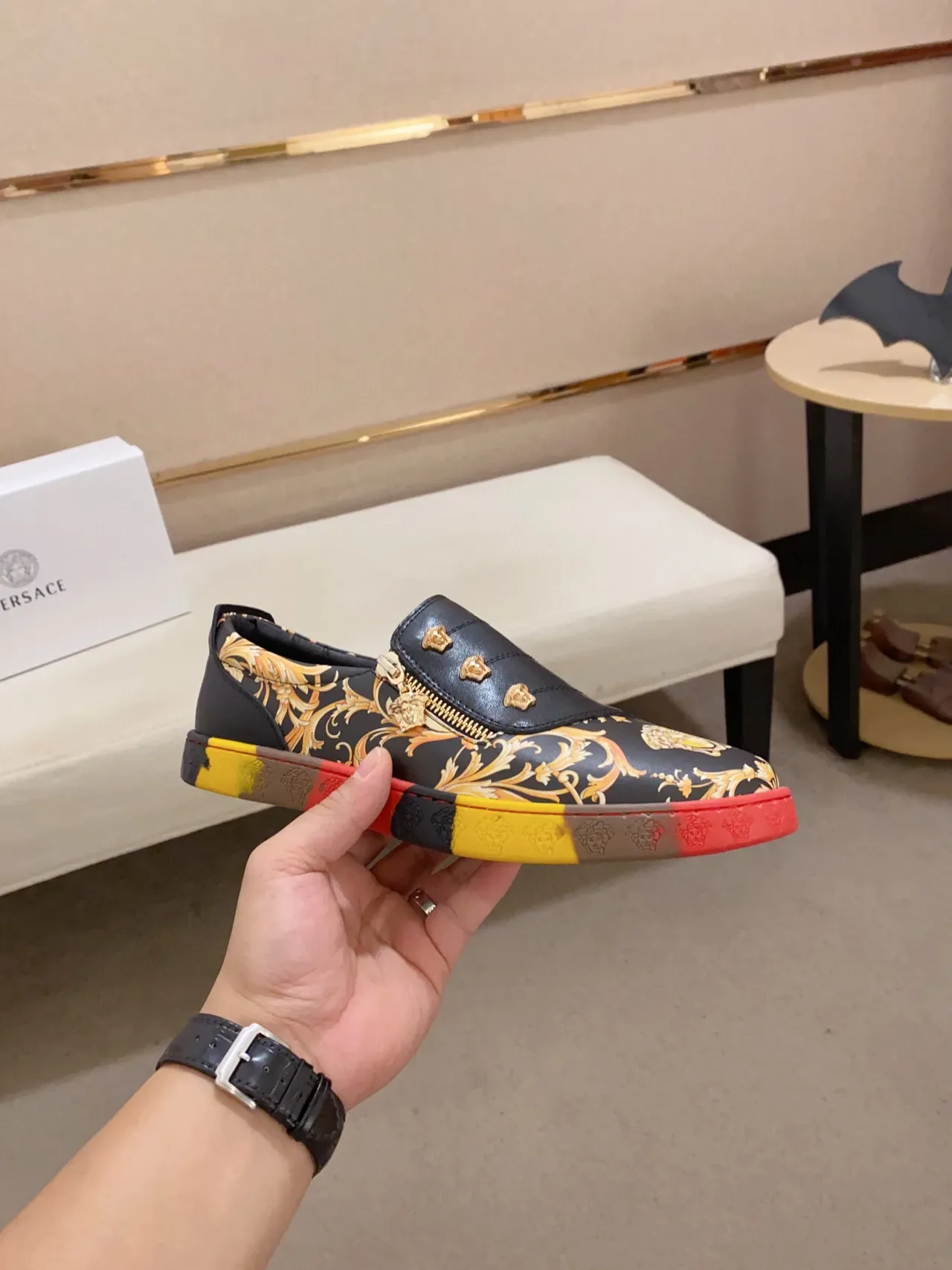Versace Chain Reaction Impressão Barroca Tênis Slip-On Lifestyle 2