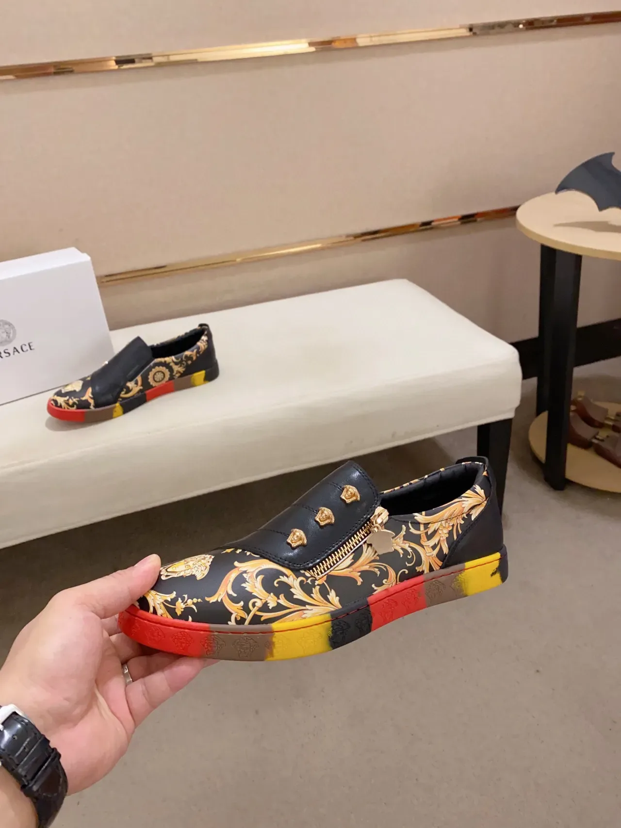 Versace Chain Reaction Impressão Barroca Tênis Slip-On Lifestyle 8