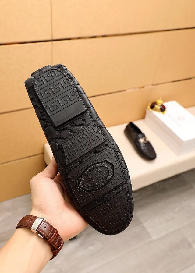 Versace Chain Reaction Black Croc-Embossed Loafers 2