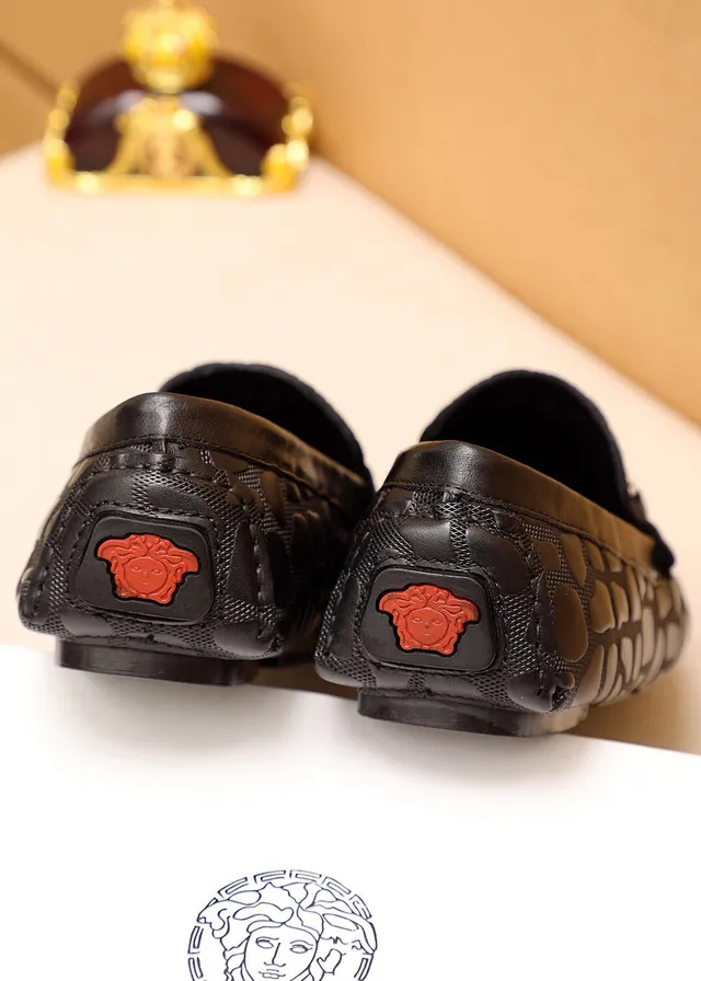 Versace Chain Reaction Black Croc-Embossed Loafers 3