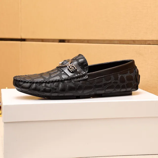 Versace Chain Reaction Black Croc-Embossed Loafers 6