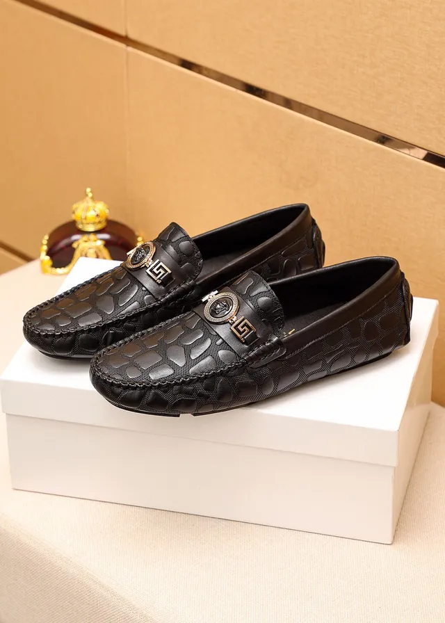 Versace Chain Reaction Black Croc-Embossed Loafers 8