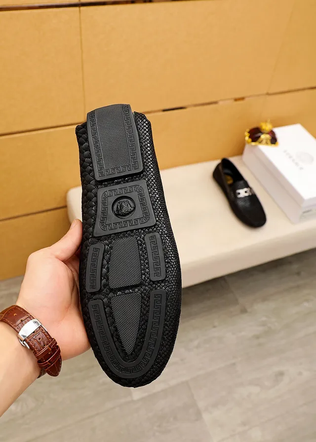 Versace Chain Reaction Black Snake-Embossed Loafers 2