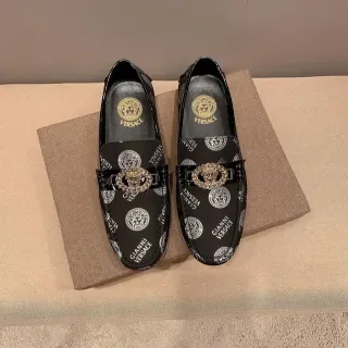 Versace Chain Reaction Logo-Print Medusa Buckle Mocassins