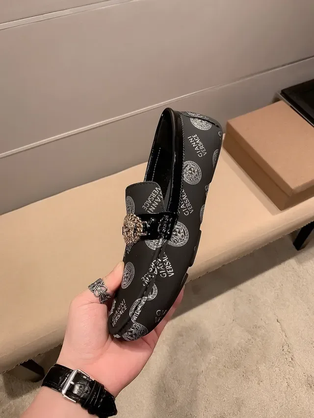 Versace Chain Reaction Logo-Print Medusa Buckle Mocassins 3