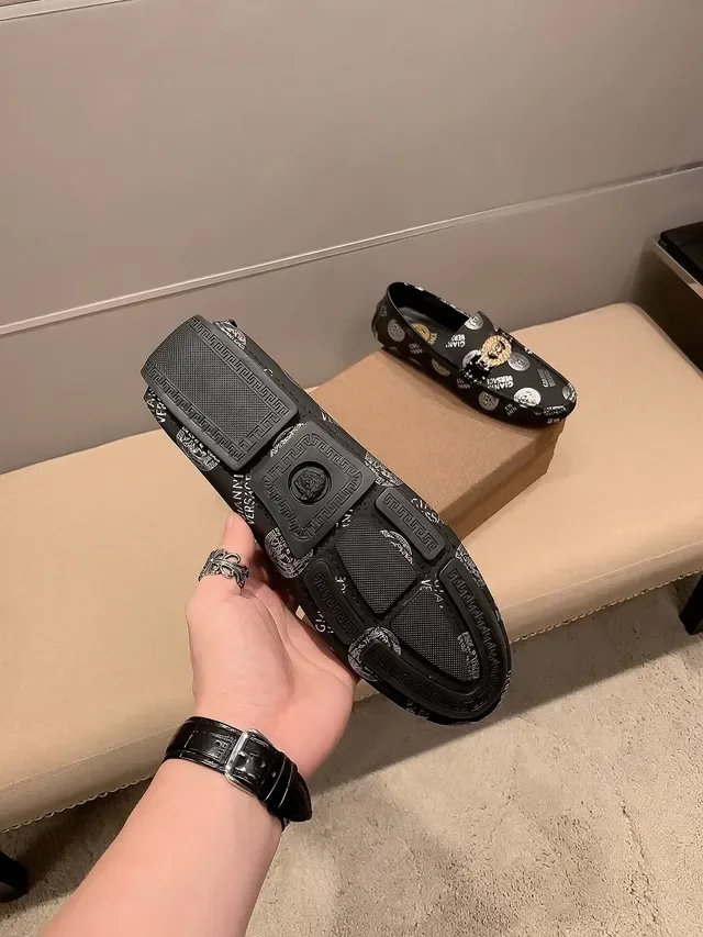 Versace Chain Reaction Logo-Print Medusa Buckle Mocassins 4