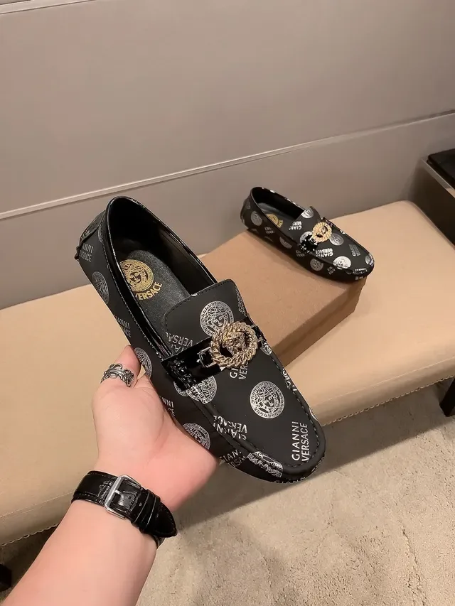Versace Chain Reaction Logo-Print Medusa Buckle Mocassins 5