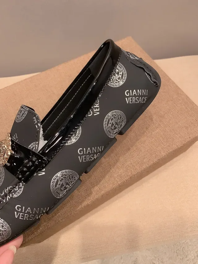 Versace Chain Reaction Logo-Print Medusa Buckle Mocassins 7