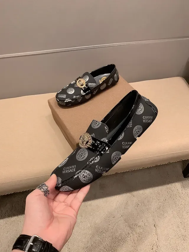Versace Chain Reaction Logo-Print Medusa Buckle Mocassins 8