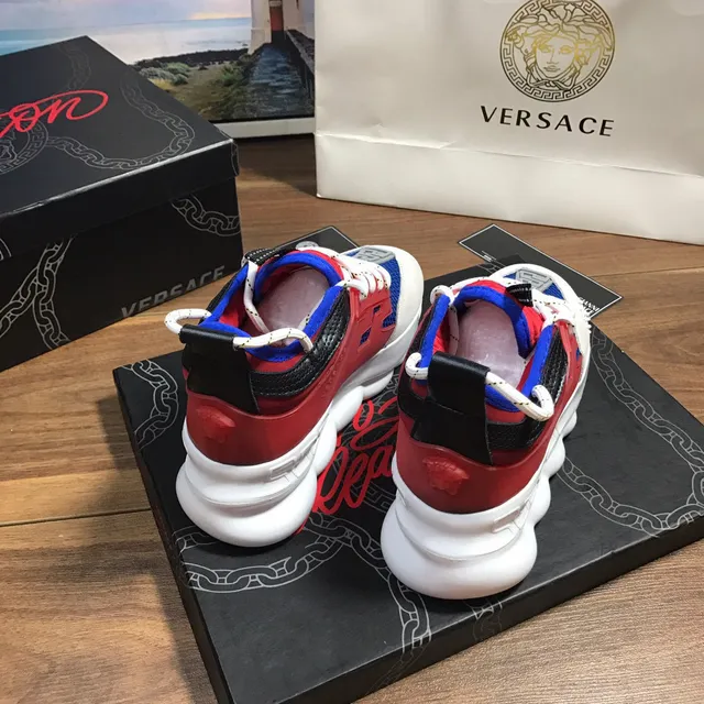 Versace Chain Reaction Red Blue White Chunky Sneakers 2