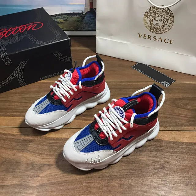 Versace Chain Reaction Red Blue White Chunky Sneakers 8