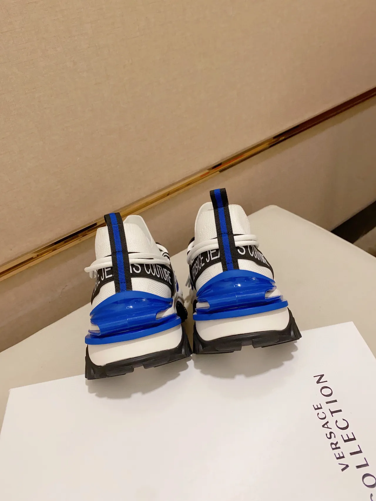 Versace Chain Reaction White Blue Black Chunky Sneakers 2