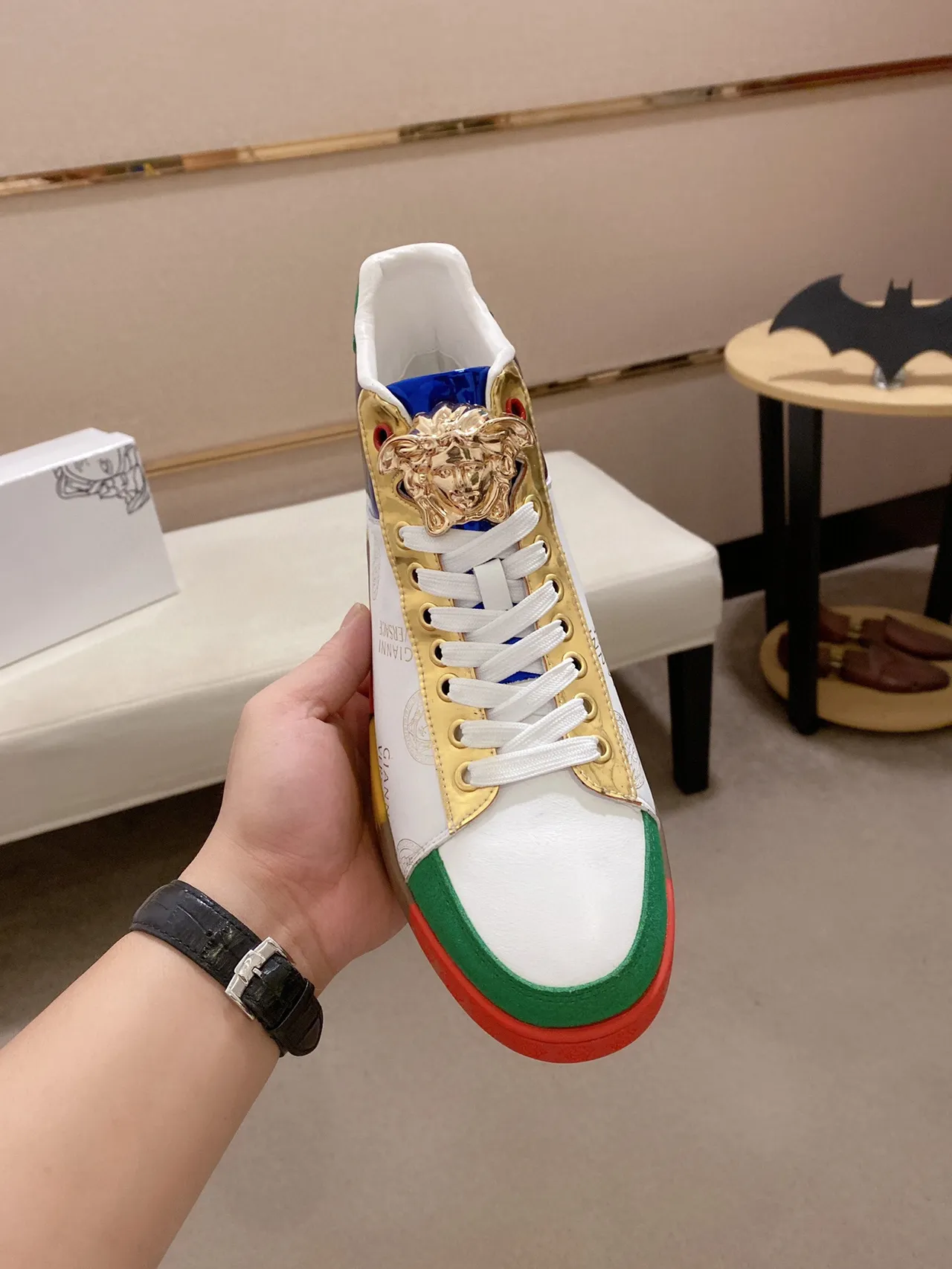 Versace Chain Reaction White Multicolor High-Top Block Lifestyle Sneakers 9