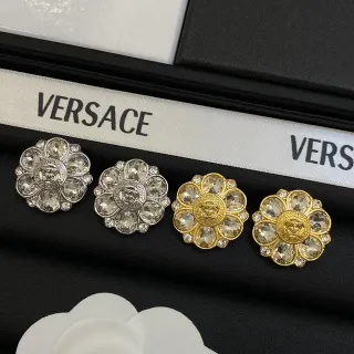Versace Floral Medusa Crystal Stud Earrings