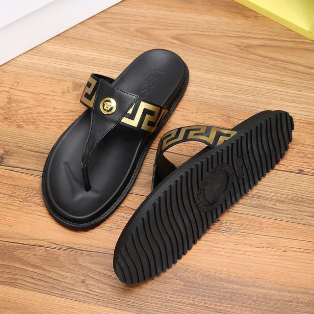 Versace Greca Odissea Sandales Casual Noires et Or 4