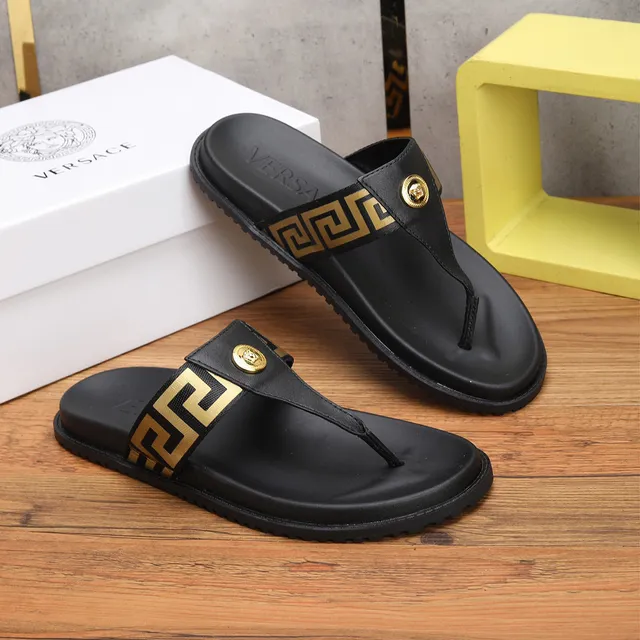 Versace Greca Odissea Sandales Casual Noires et Or 8