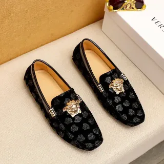 Versace Greca Odissea Noir Velours Medusa Loafers
