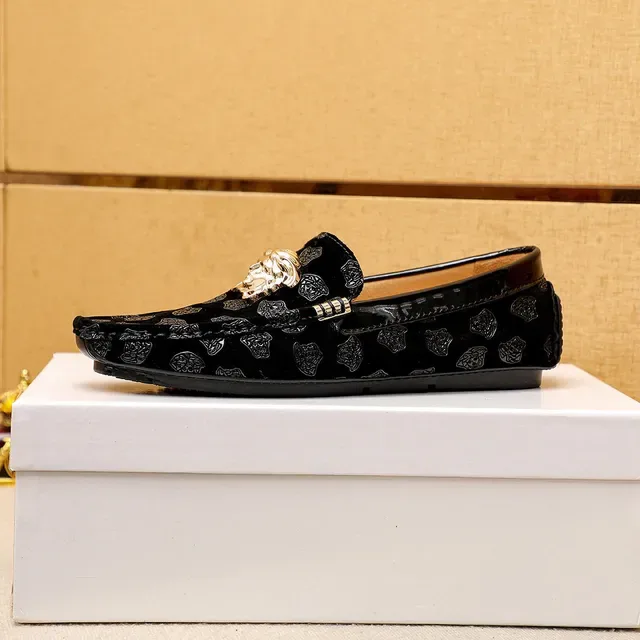 Versace Greca Odissea Preto Veludo Medusa Loafers 4