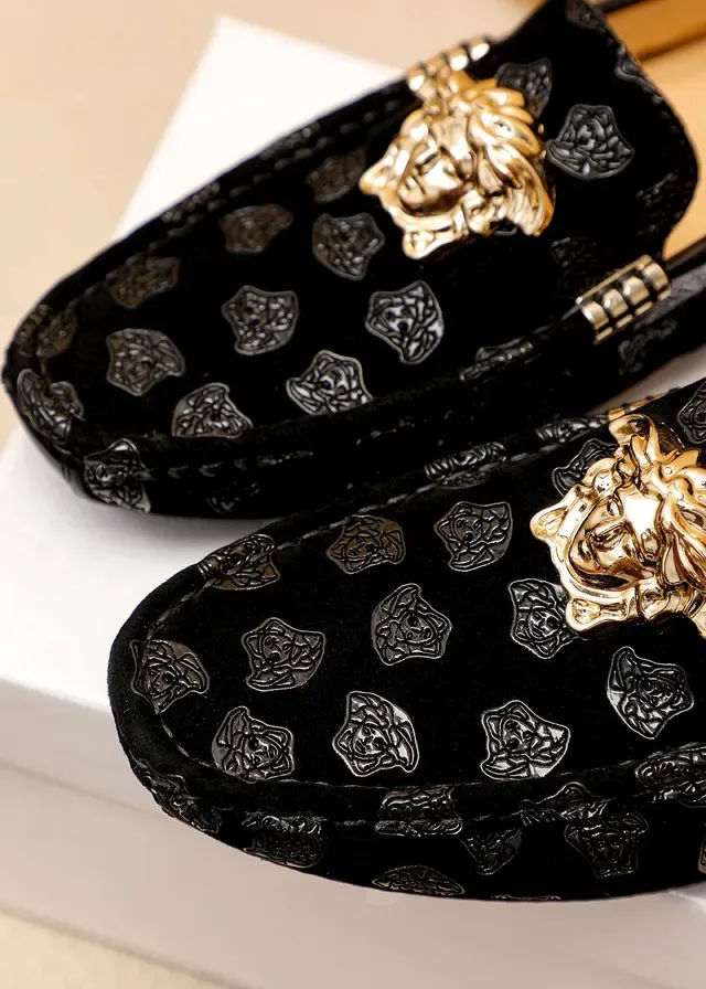 Versace Greca Odissea Preto Veludo Medusa Loafers 6