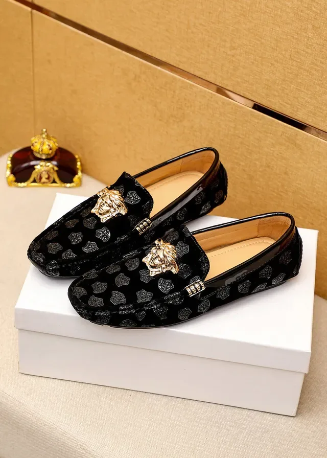 Versace Greca Odissea Preto Veludo Medusa Loafers 9
