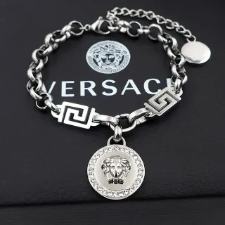 Versace Greca Odissea Medusa Dije de Cristal Pulsera de Plata