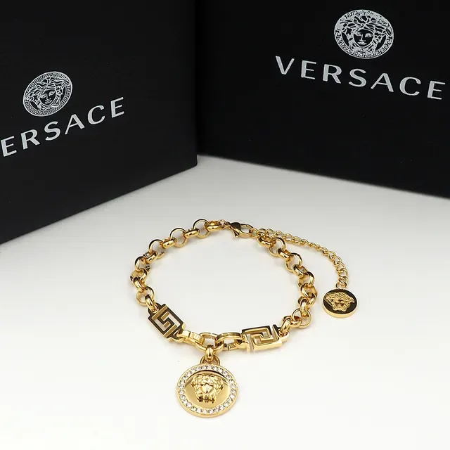 Versace Greca Odissea Medusa Pendentif Cristal Bracelet Argent 3