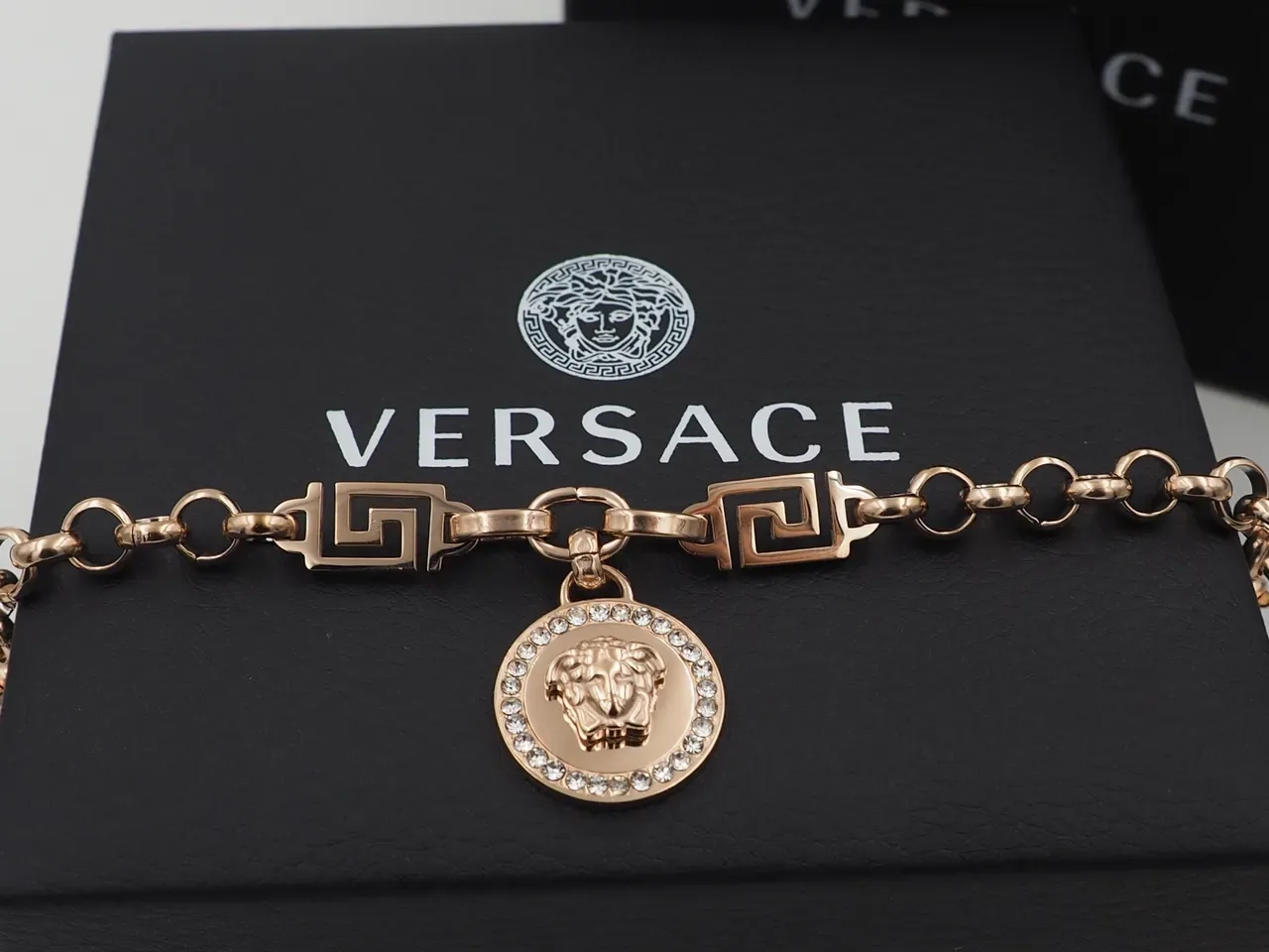 Versace Greca Odissea Medusa Pendentif Cristal Bracelet Argent 4