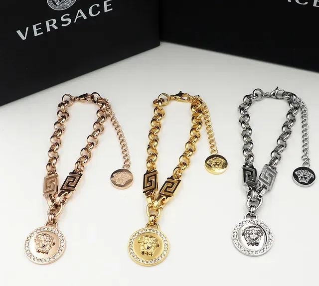 Versace Greca Odissea Medusa Pendentif Cristal Bracelet Argent 8
