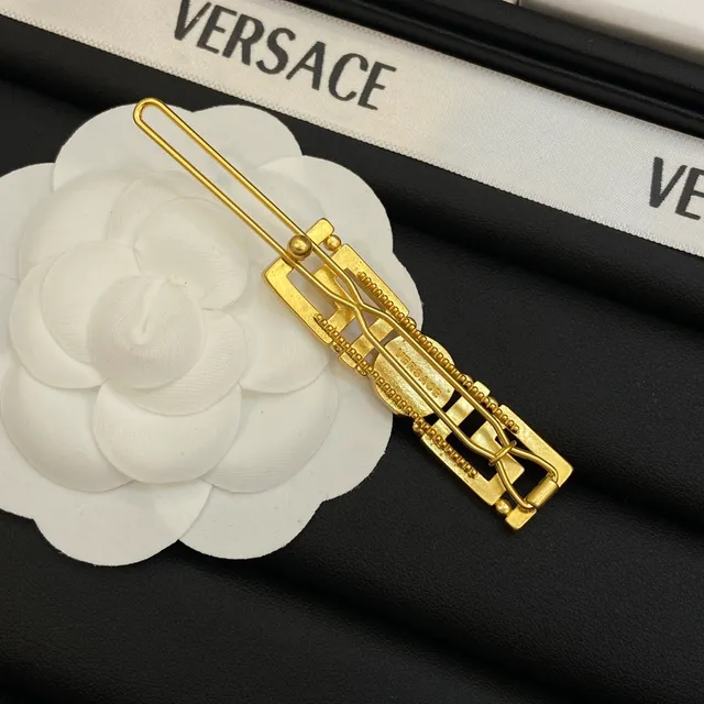 Versace Greca Odissea Broche à cheveux en cristal rose avec ton doré 2