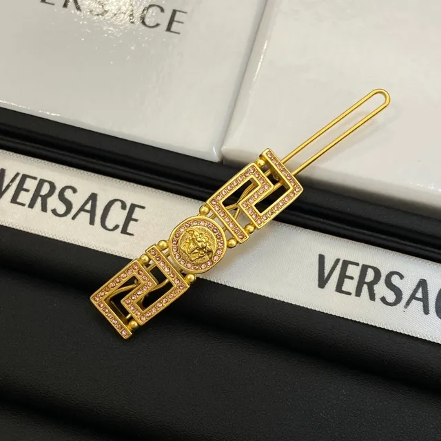 Versace Greca Odissea Broche à cheveux en cristal rose avec ton doré 3