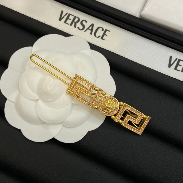 Versace Greca Odissea Broche à cheveux en cristal rose avec ton doré 4