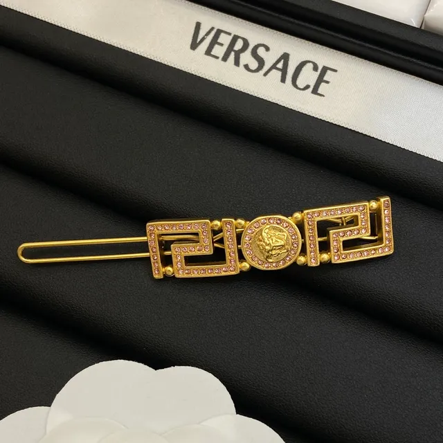 Versace Greca Odissea Broche à cheveux en cristal rose avec ton doré 5