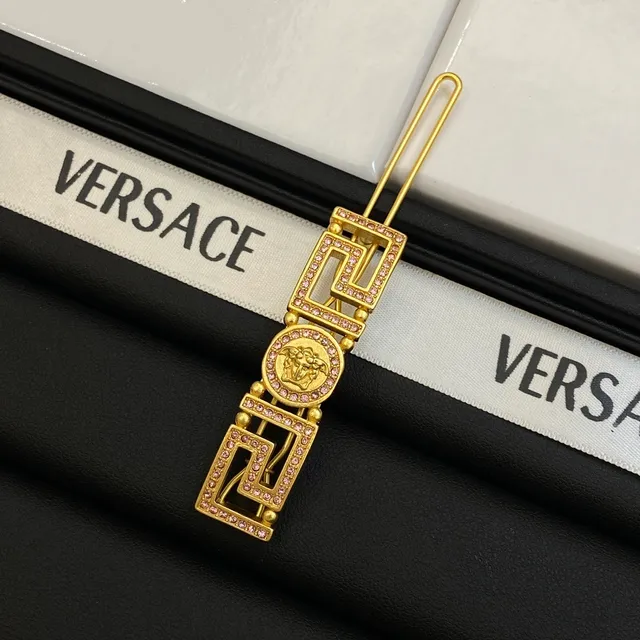 Versace Greca Odissea Broche à cheveux en cristal rose avec ton doré 6
