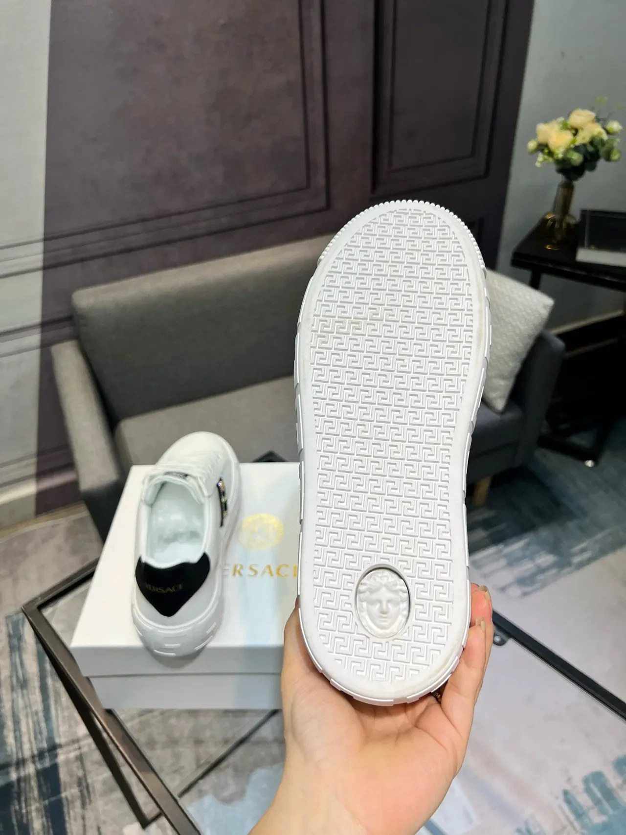 Versace Greca Odissea Blancs Medusa-embellished chaussures lifestyle 3