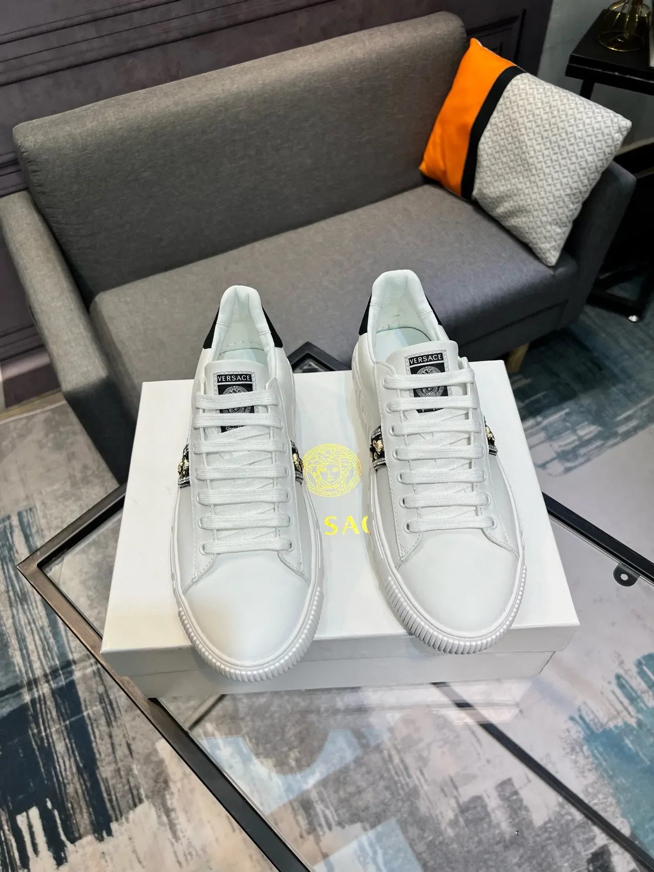 Versace Greca Odissea Blancs Medusa-embellished chaussures lifestyle 9